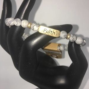 Etched “Faith” Inspirational Beaded Bracelet - Jet